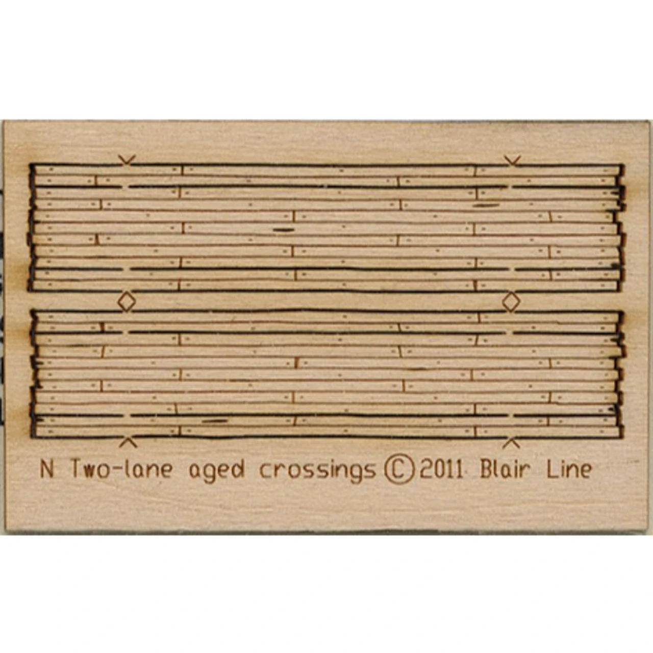 Blair Line 020 - Wood Grade Crossing - Kit -- Laser-Cut Wood Kit - Rough-Cut Two Lane Pkg(2) 1-13/16" Long - N Scale Kit 3 Blair Line 020 - Wood Grade Crossing - Kit -- Laser-Cut Wood Kit - Rough-Cut Two Lane Pkg(2) 1-13/16" Long - N Scale Kit