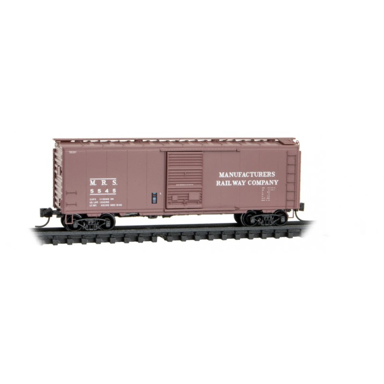Micro-Trains Line 02000127 - 40' Standard Box Car, Single Door Manufacturers Railway Company (MRS) 5545 - N Scale 3 Micro-Trains Line 02000127 - 40' Standard Box Car, Single Door Manufacturers Railway Company (MRS) 5545 - N Scale