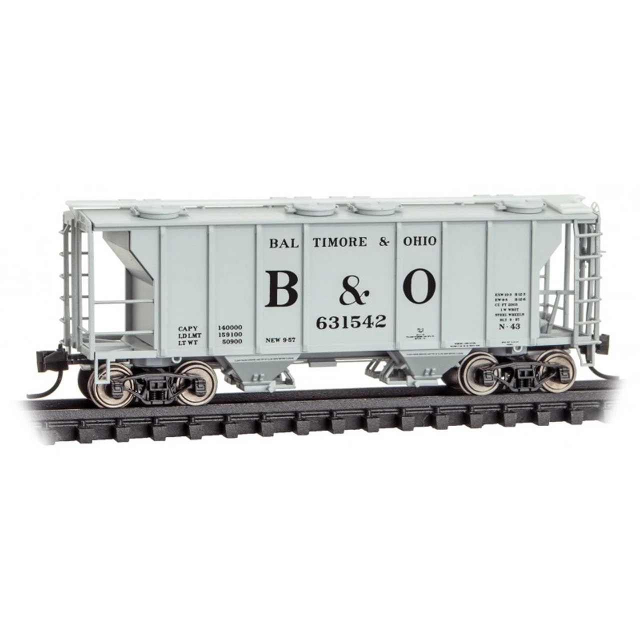 Micro-Trains Line 09500042 - PS-2 2-Bay Covered Hopper Baltimore & Ohio (B&O) 631542 - N Scale 3 Micro-Trains Line 09500042 - PS-2 2-Bay Covered Hopper Baltimore & Ohio (B&O) 631542 - N Scale